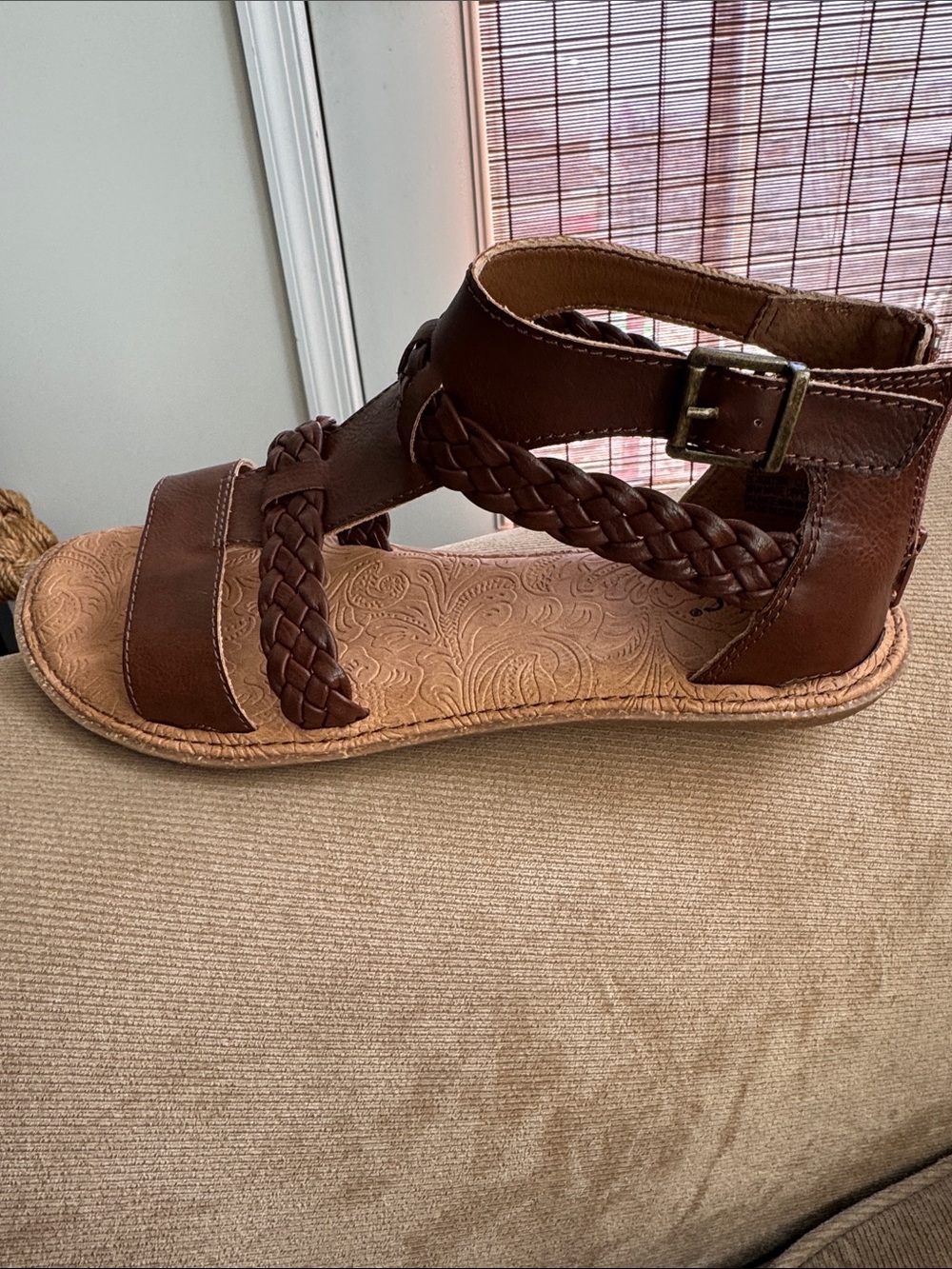 b.o.c. Brown Braided Leather Ankle-Strap Sandals - Picture 5 of 6